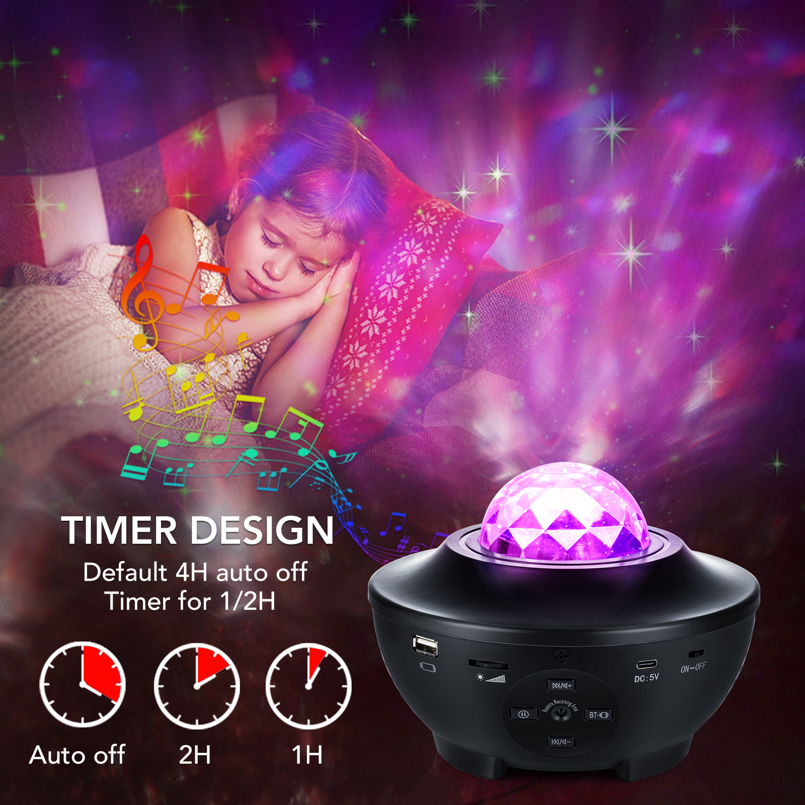 AuraGlow Galaxy Projector- 360° Starry Sky Light