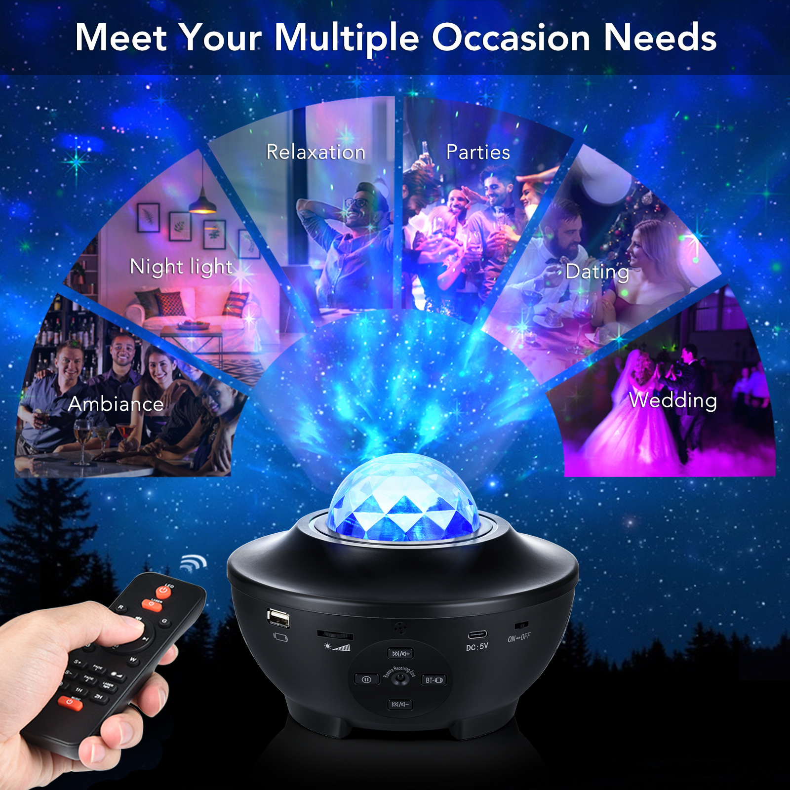 AuraGlow Galaxy Projector- 360° Starry Sky Light
