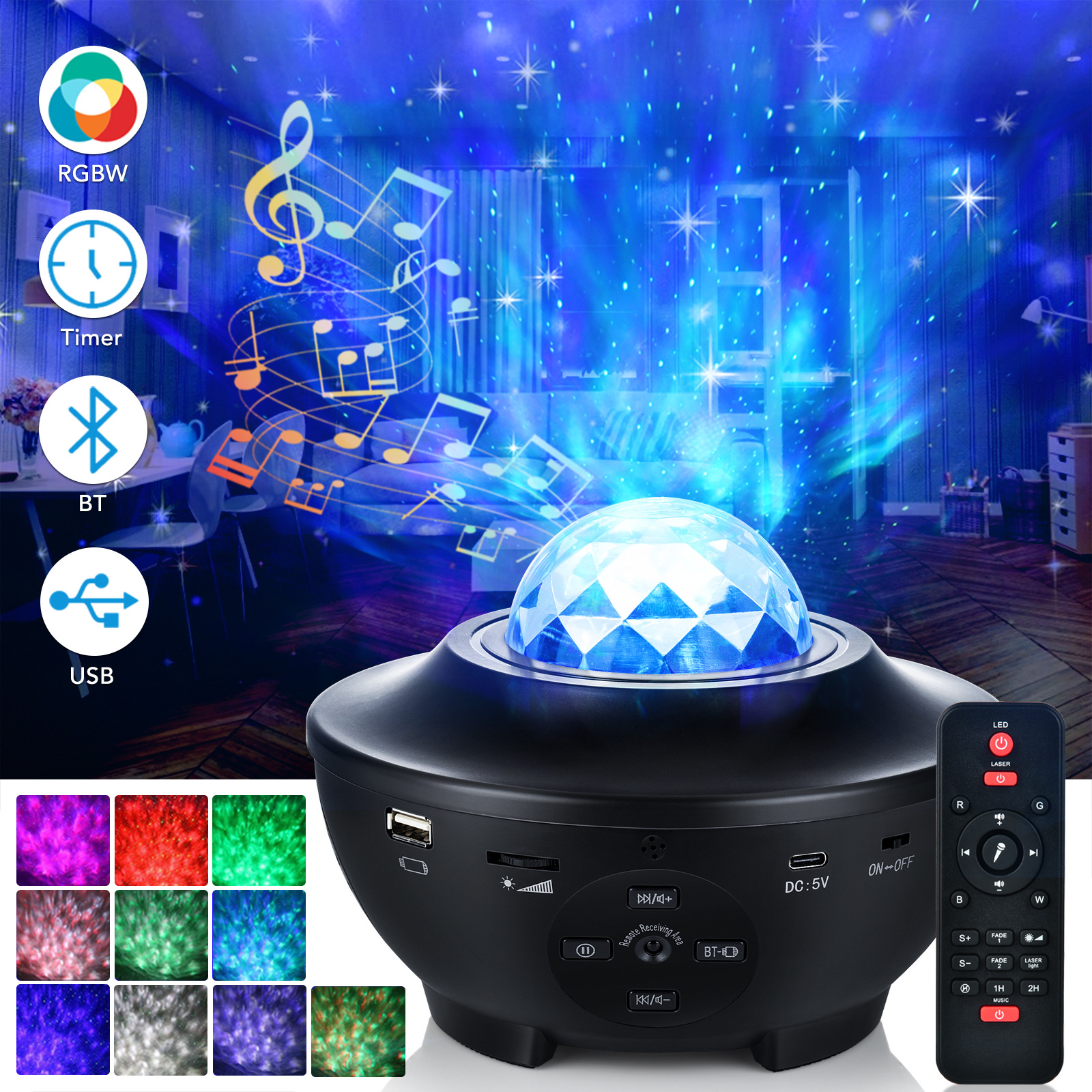 AuraGlow Galaxy Projector- 360° Starry Sky Light